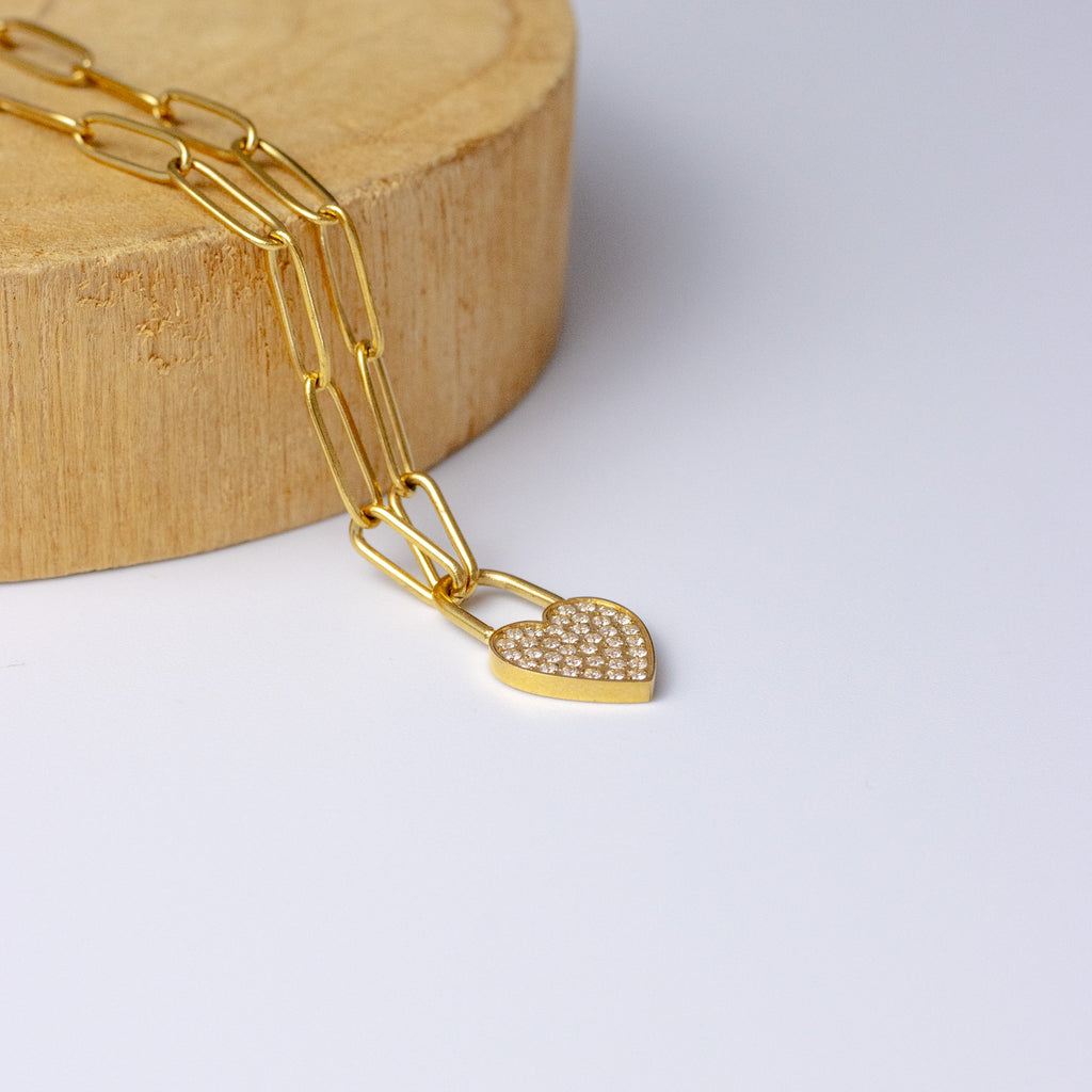 Sparkling Heart Link Chain Necklace | Zirconia Heart Necklace – Ezomoni ...