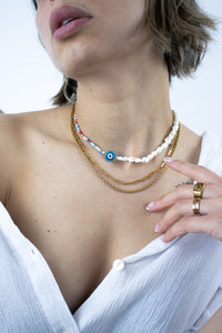 Semi Shell Evileye Necklace